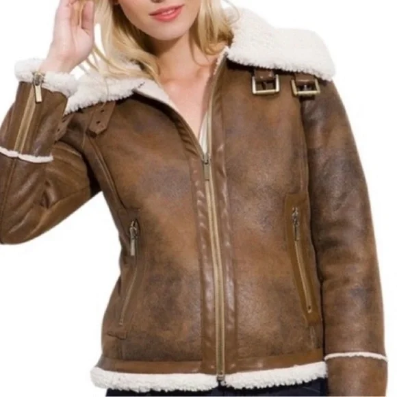 Michael kors faux shearling jacket hot sale